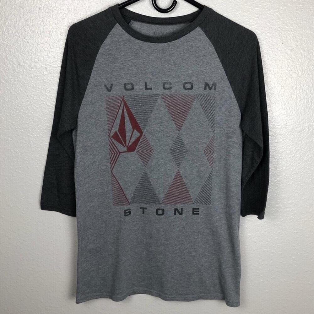 Volcom Stone Size Small Diamond Pattern Logo Shirt Graphic Tee T-Shirt Casual